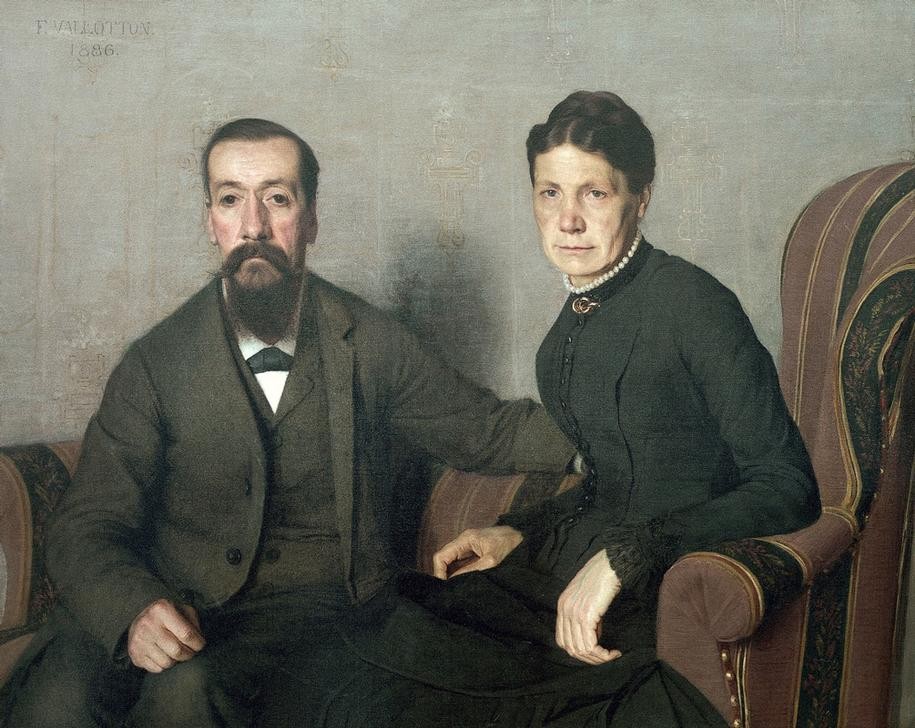 Felix Vallotton, Portrait des parents de l’artiste (Ehepaar, Familie, Portrait, Eltern, Persönlichkeiten, menschen, Wohnzimmer, Wunschgröße,  Klassische Moderne, Nabis, Post-Impressionismus)