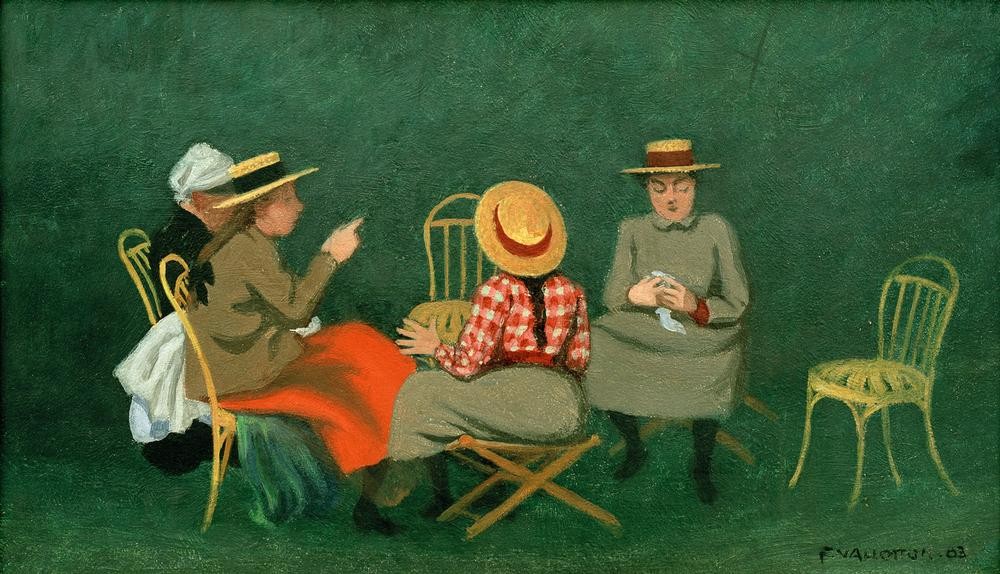 Felix Vallotton, Au Bois de Boulogne (Ausflug,Garten Und Park,Handarbeit,Menschen Im Park,Freizeit,Französische Kunst,Schweizerische Kunst,Sonnenhut,Kinderleben,Nabis,Jahrhundertwende)