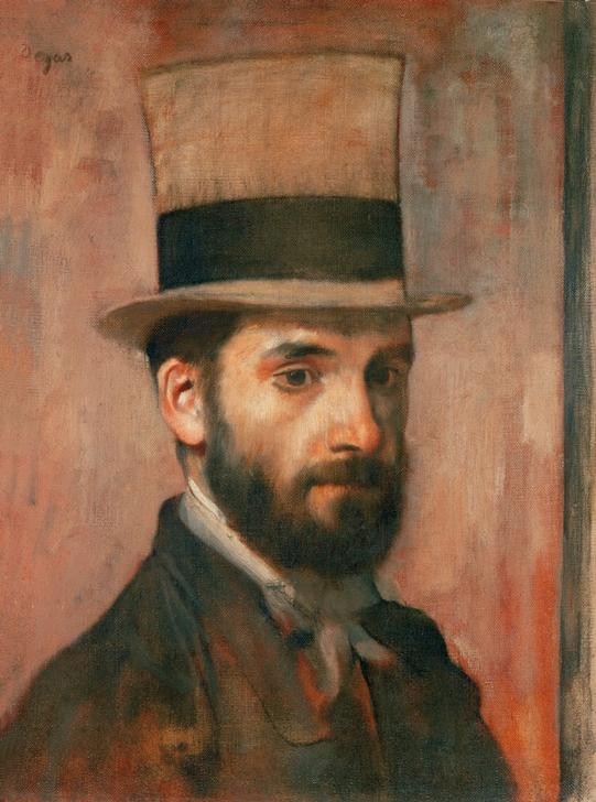 Edgar Degas, Leon Bonnat (Herrenhut,Künstler,Maler (Künstler),Mann,Mode,Zylinder (Hut),Impressionismus,Portrait,Französische Kunst,Person)