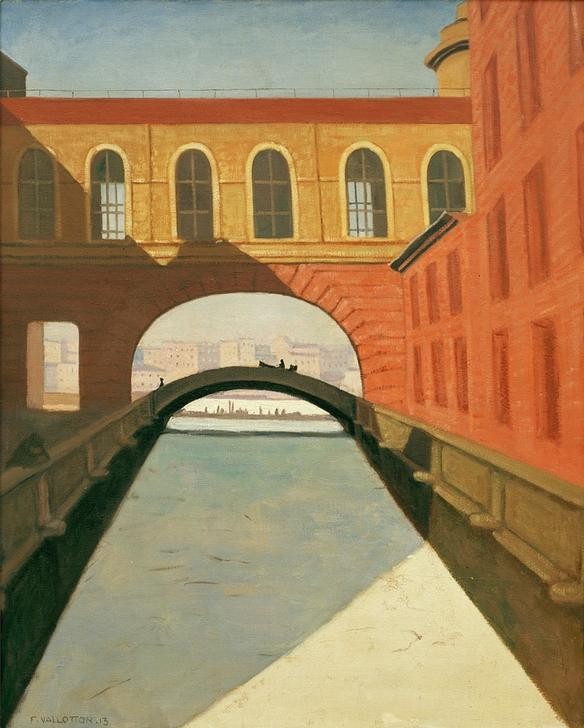 Felix Vallotton, Canal gele et pont pres de l’Ermitage a Saint-Petersbourg (Brücke,Eis (Kälte),Geographie,Kanal,Winter,Architekturdarstellung,Französische Kunst,Schweizerische Kunst,Nabis,Topographie)