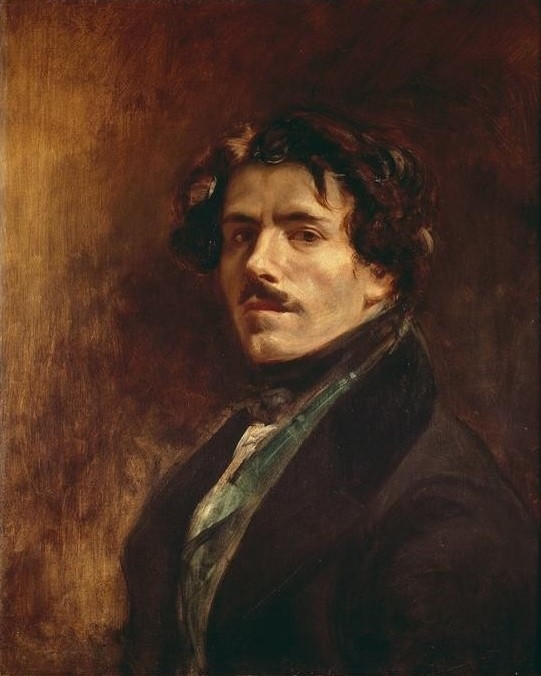 Eugene Delacroix, Portrait de l’artiste (Selbstportrait, Maler   Selbstbildnis, Portrait,  Brustbild, Wunschgröße, Spätromantik, Klassiker, Malerei, Wohnzimmer, bunt)