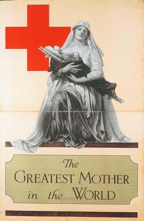 Alonzo Foringer, The greatest mother in the World (Emanzipation,Frau Und Beruf,Geschichte,Plakat,Wunde,Rotes Kreuz,Pieta,Kopfschmuck,Tragen,Illustration,Erster Weltkrieg,Bandage)