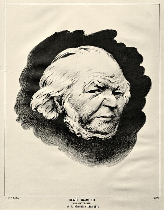 Felix Vallotton, Bildnis Honoré Daumier (Grafiker,Karikaturist,Künstler,Kunst,Maler (Künstler),Mann,Bart,Portrait,Kopie,Französische Kunst,Schweizerische Kunst,Kopf,Alter Mann,Kinnbart,Privatsammlung,Halbprofil,Person,Falten (Physiognomie))
