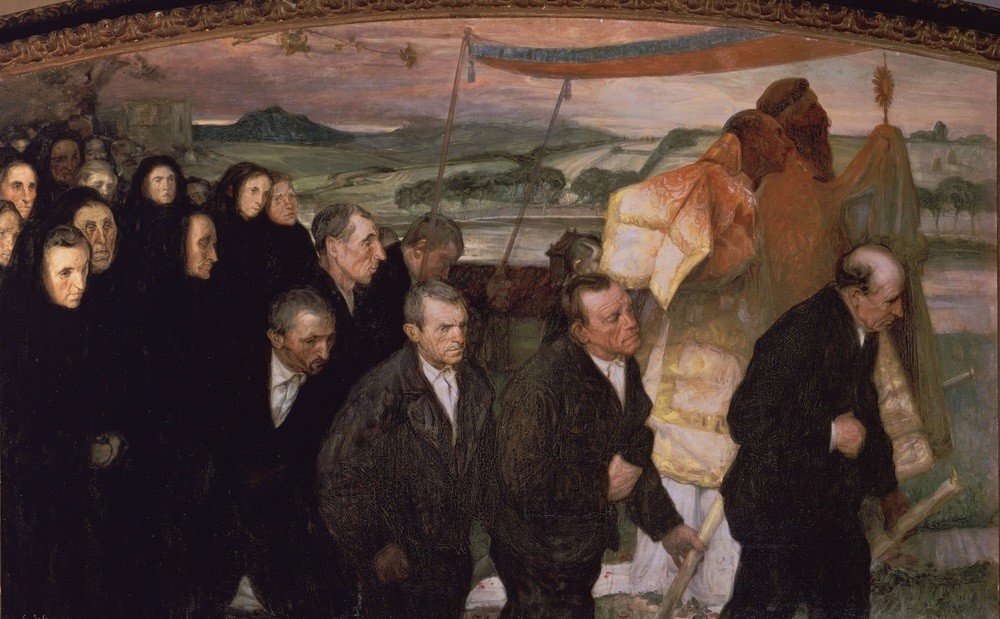 Elias Salaverria, Unbekannt (Prozession, Priester, Monstranz, Menschen, Trauer, Realsimus, Wunschgröße, Wohnzimmer)