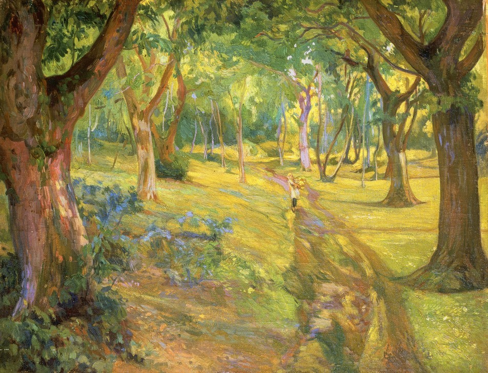 Francisco Llorens Diaz, EL BOSQUE (Sommer, Wald, Bäume, Waldweg, Spaziergänger, Wald, Fussweg, klassische Moderne,   Wohnzimmer, Impressionismus, Wunschgröße, Malerei)