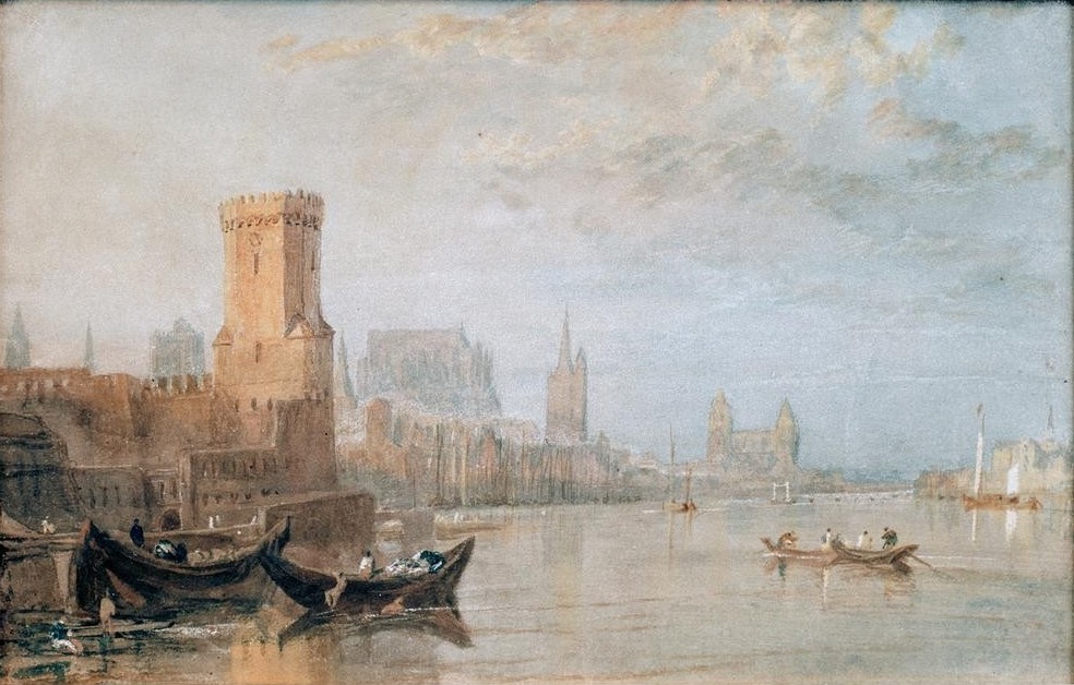 JOSEPH MALLORD WILLIAM TURNER, Köln (Dom,Geographie,Turm,Stadtansicht,Englische Kunst,Ufer,Topographie,Schifffahrt)
