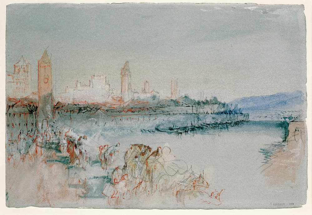 JOSEPH MALLORD WILLIAM TURNER, Regensburg von der Brücke aus gesehen (Brücke,Geographie,Stadtansicht,Englische Kunst,Topographie)