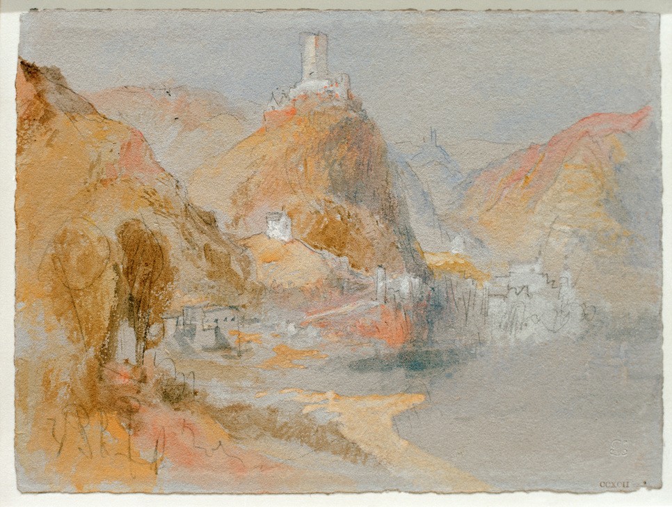 JOSEPH MALLORD WILLIAM TURNER, Cochem aus südlicher Richtung gesehen (Burg (Bauwerk),Geographie,Landschaft,Stadtansicht,Englische Kunst,Topographie)