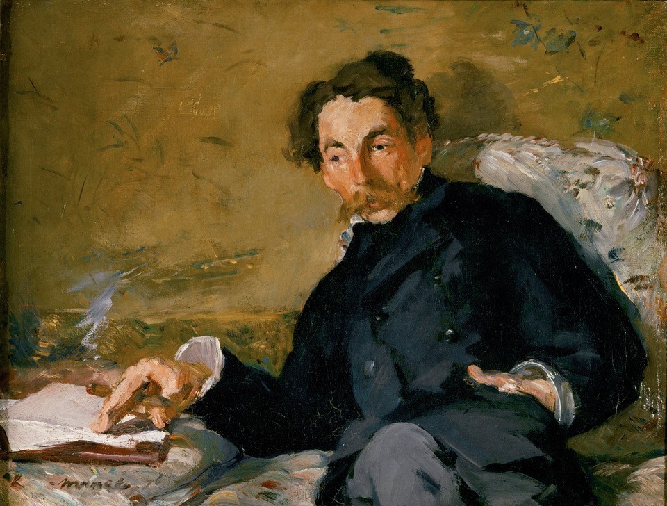 Edouard Manet, Bildnis von Stéphane Mallarmé (Dichter,Literatur,Mann,Impressionismus,Bart,Rauchen,Portrait,Französische Kunst,Kleidung (Allgemein),Person,Raucher,Frisur)