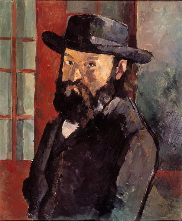 Paul Cézanne, Portrait de Cézanne au chapeau de feutre (Künstler, Selbstprotrait, Bart, Menschen, Persönlichkeiten,  Hut, Impressionismus, Wunschgröße, Wohnzimmer, Klassiker,)