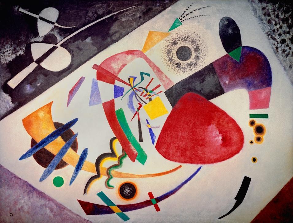 Wassily Kandinsky, Roter Fleck II (Kunst,Expressionismus,Der Blaue Reiter,Abstrakte Kunst,Russische Kunst,Monogramm,Abstraktion,Rot,Farbigkeit,Farbe)