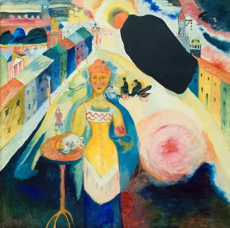 Wassily Kandinsky, Dame in Moskau (Frau,Mensch,Strassenszene,Szene,Abstrakte Kunst,Russische Kunst)