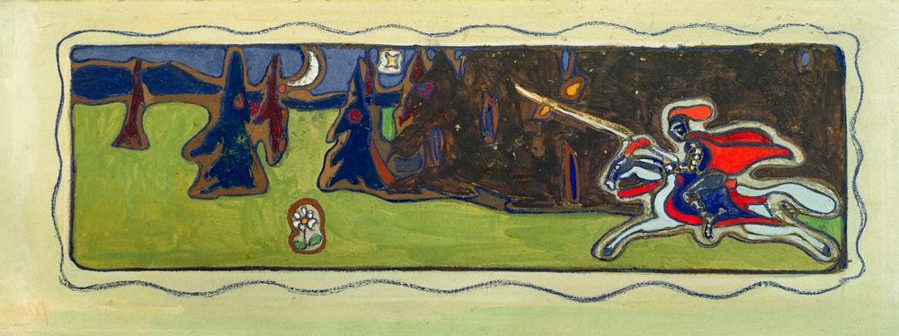 Wassily Kandinsky, Dämmerung (Geschichte,Jugendstil,Pferd (Tier),Ritter,Rittertum,Reiter,Russische Kunst)