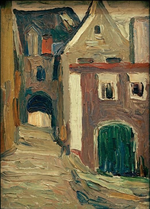 Wassily Kandinsky, Kallmünz – Vilsgasse (Architektur,Jahreszeiten,Landschaft,Sommer,Kleinstadt,Russische Kunst,Architekturdarstellung,Gasse,Jahrhundertwende)