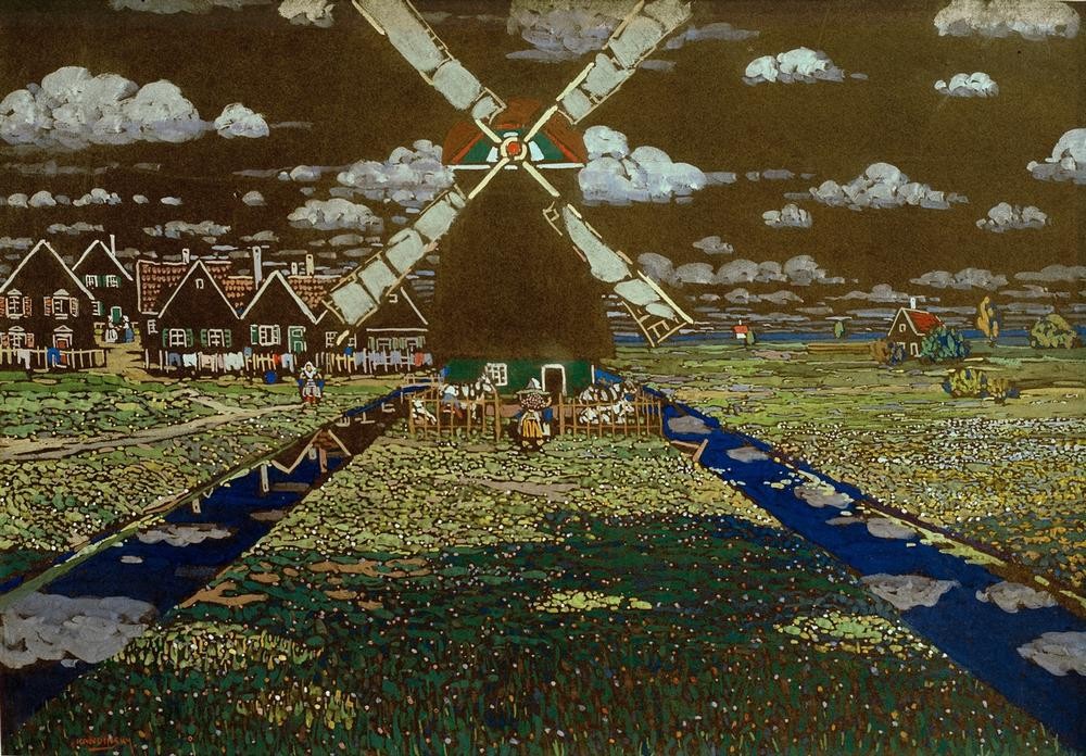 Wassily Kandinsky, Mühle (Holland) (Landschaft,Mühle,Windmühle,Technik,Russische Kunst)