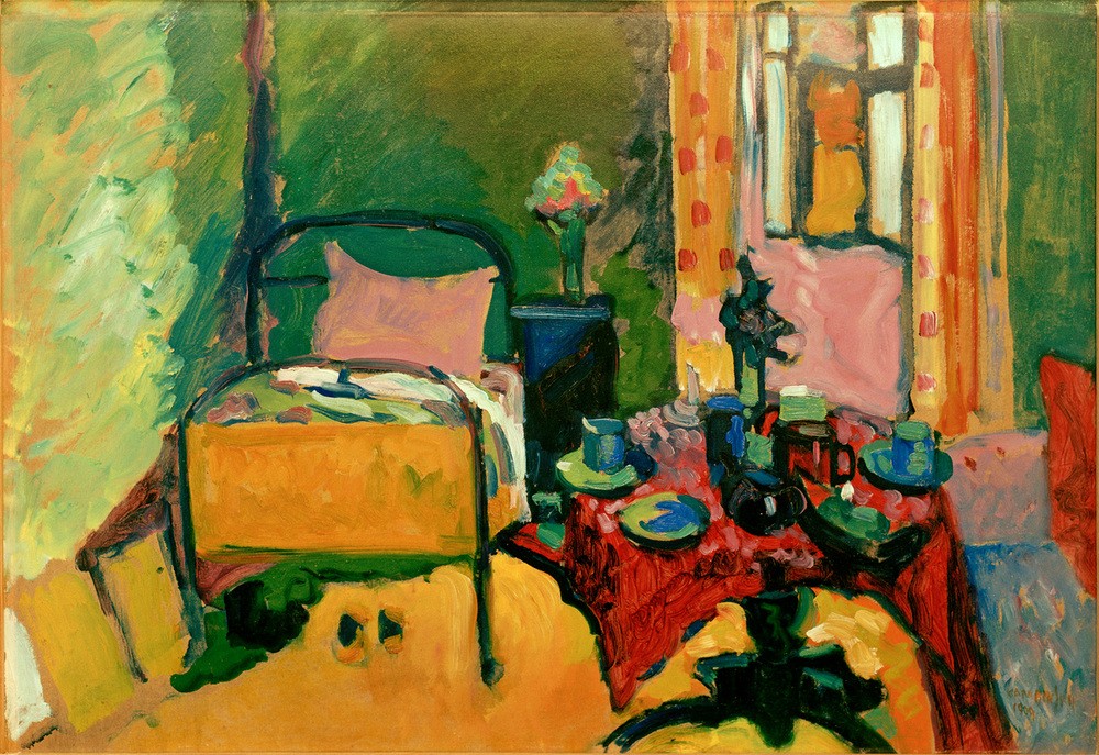 Wassily Kandinsky, Schlafzimmer in der Ainmillerstraße (Schlafzimmer,Wohnung,Wohnhaus Von Berühmten,Interieur,Russische Kunst,Künstlerhaus (Wohnhaus),Person)