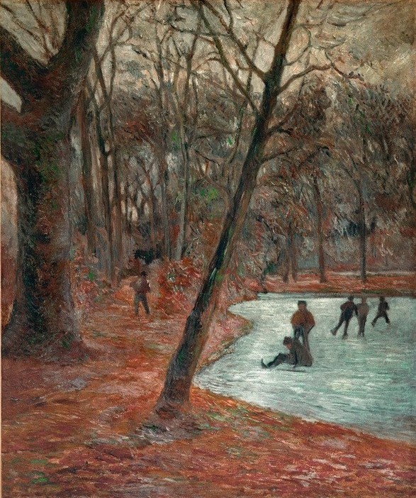 Paul Gauguin, Patineurs dans le parc de Frederiksberg (Eislauf,Garten Und Park,Landschaft,Menschen Im Park,Freizeit,Winter,Wintersport,Impressionismus,Schnee,Französische Kunst)