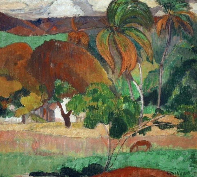 Paul Gauguin, Apataro (Landschaft,Palme,Pferd (Tier),Baum,Französische Kunst,Exotik,Tier,Synthetismus)
