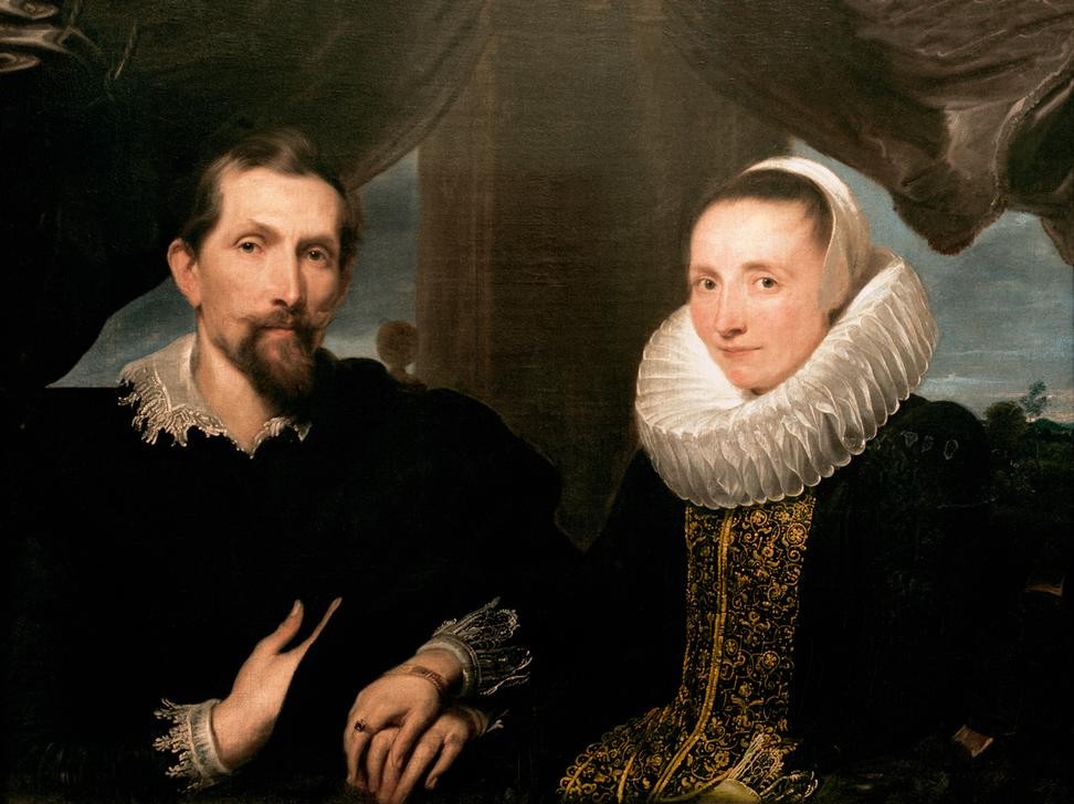Antonis van Dyck, Der Maler Frans Snyders und seine Frau (Ehepaar,Flämische Kunst,Künstler,Maler (Künstler),Mode,Portrait,Halskrause,Niederländische Kunst,Doppelportrait,Person)
