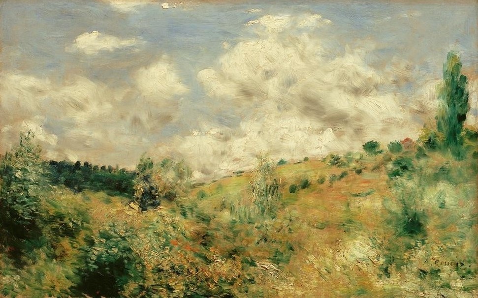 Pierre-Auguste Renoir, Grand vent. Le coup de vent. (Himmel (Natur),Landschaft,Maler (Künstler),Meteorologie,Wolke,Impressionismus,Wind,Französische Kunst)