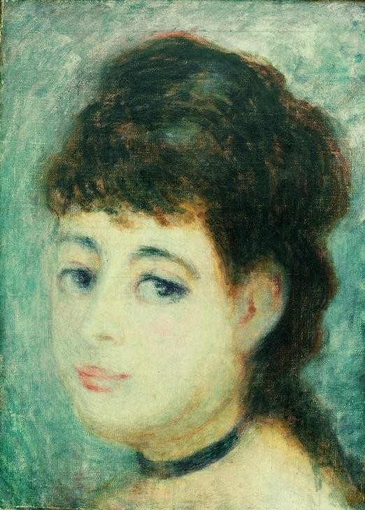 Pierre-Auguste Renoir, Portrait de jeune femme. La Parisienne (Frau,Mensch,Impressionismus,Portrait,Französische Kunst,Kopf,Junge Frau,Braune Haare,Frisur)