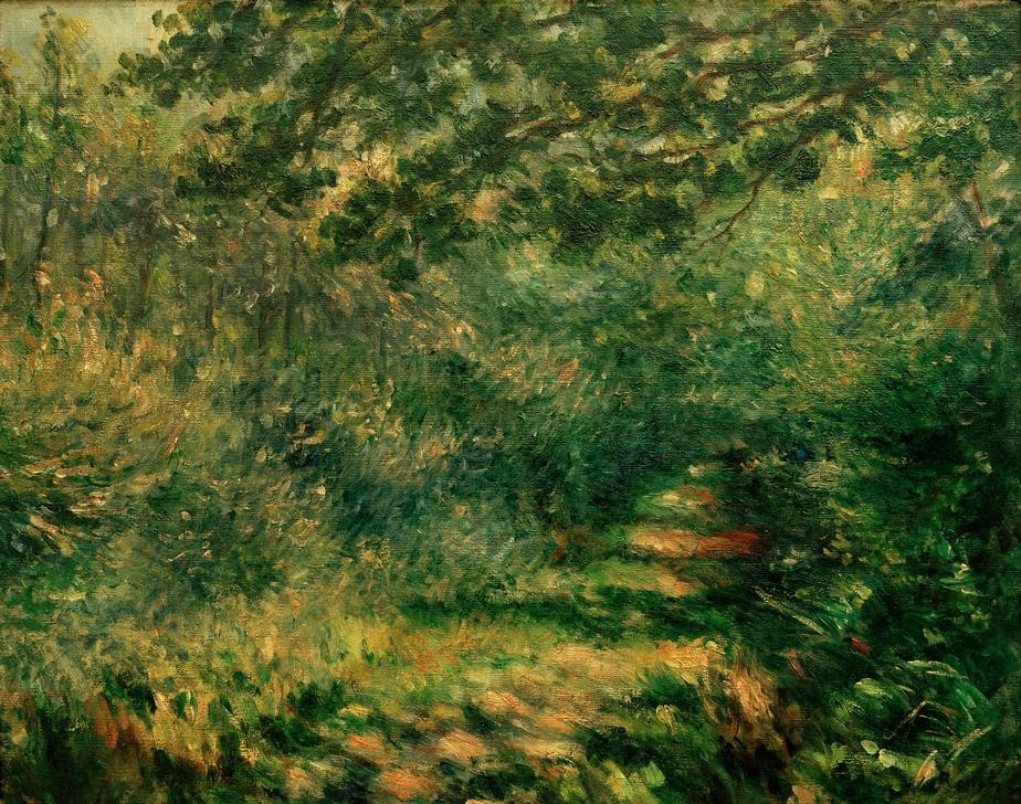 Pierre-Auguste Renoir, L’allée sous bois (Landschaft,Wald,Laubwald,Impressionismus,Weg,Französische Kunst,Waldweg,Sonnenschein)