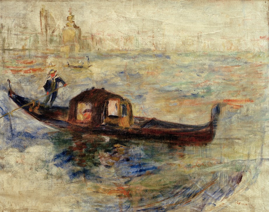 Pierre-Auguste Renoir, Gondole à Venise (Geographie,Ruderboot,Gondel,Impressionismus,Französische Kunst,Personenverkehr,Gondoliere,Topographie,Schifffahrt)