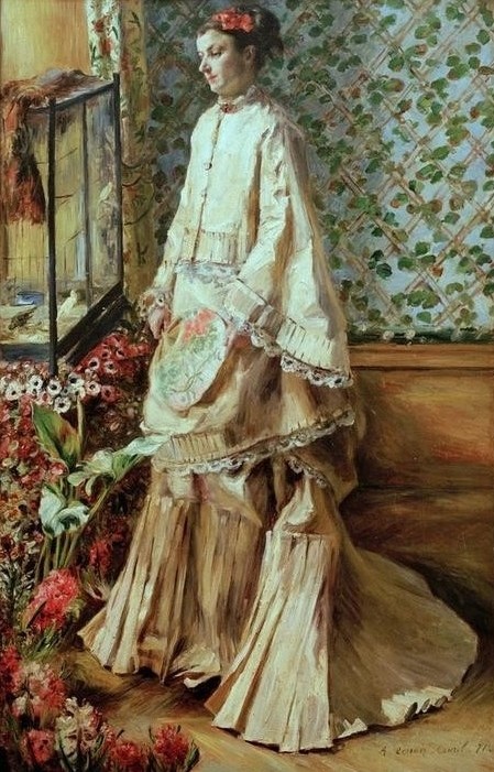 Pierre-Auguste Renoir, Portrait de Rapha (Damenmode,Fächer,Frau,Mensch,Mode,Impressionismus,Portrait,Interieur,Französische Kunst,Japanmode)