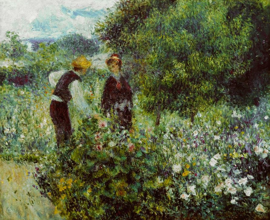 Pierre-Auguste Renoir, La cueillette des fleurs (Landschaft,Freizeit,Spaziergang,Impressionismus,Wiese,Reise,Französische Kunst,Blumenpflücken,Blume)