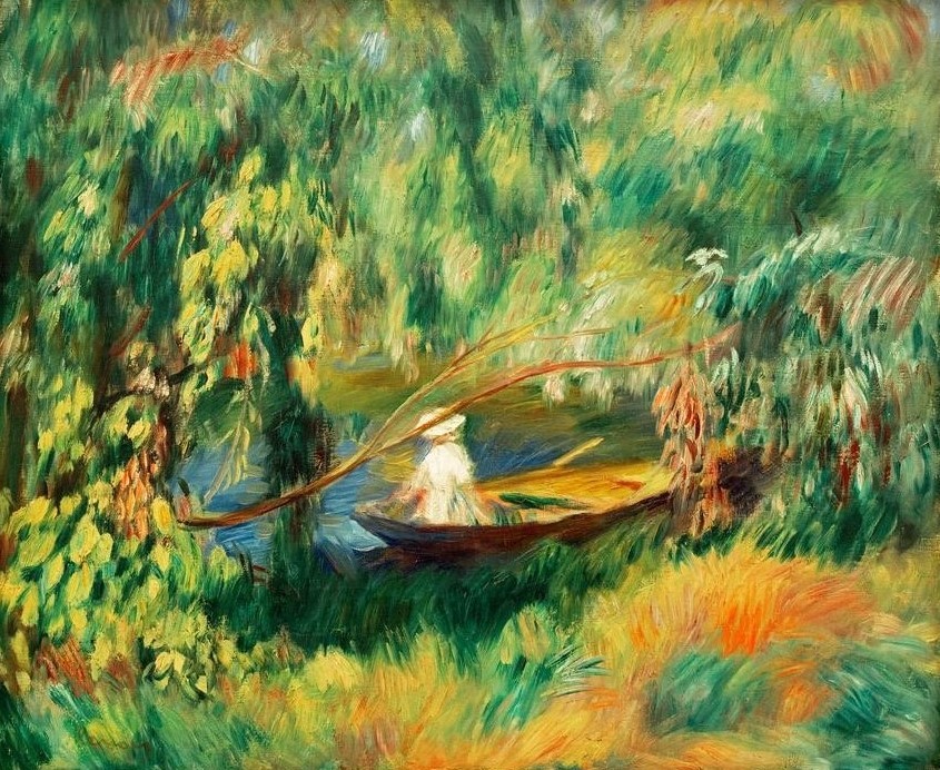Pierre-Auguste Renoir, La barque (Bootspartie,Landschaft,Maler (Künstler),Freizeit,Ruderboot,Impressionismus,Reise,Französische Kunst)
