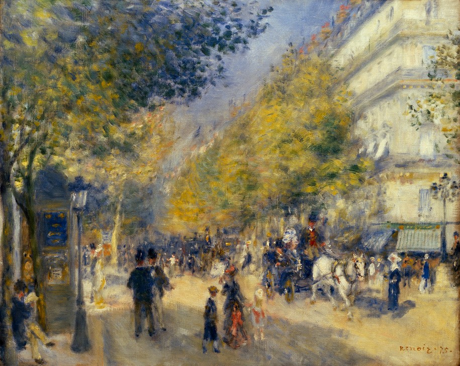 Pierre-Auguste Renoir, Les grands Boulevards (Geographie,Strasse (Allgemein),Strassenszene,Szene,Impressionismus,Grossstadt,Französische Kunst,Boulevard,Stadtlandschaft,Topographie)