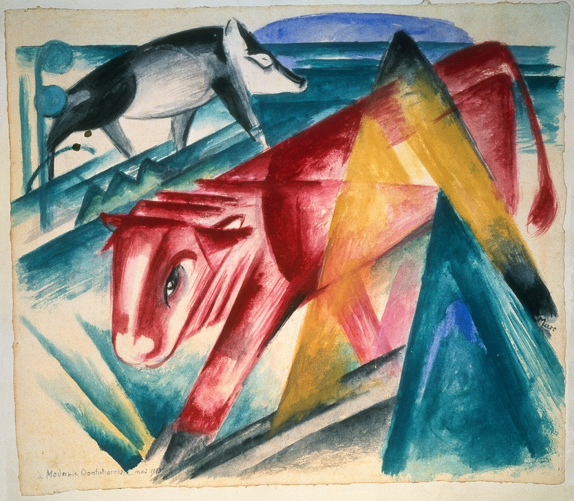 Franz Marc, Tiere (Deutsche Kunst,Rind,Schwein,Zoologie,Expressionismus,Der Blaue Reiter,Landwirtschaft,Viehzucht)