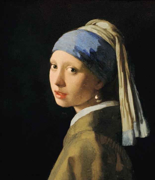 Jan Vermeer, Das Mädchen mit der Perle (Frau,Jugend (Lebensalter),Mädchen,Mensch,Schmuck,Ohrring,Perle,Barock,Turban,Portrait,Niederländische Kunst,Junge Frau,Nach Der Restaurierung,Kopftuch)