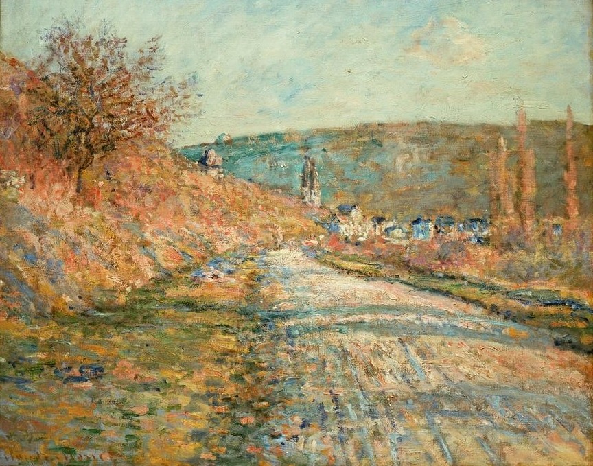 Claude Monet, La Route de Vetheuil (Die Straße nach Vetheuil (Landstrasse,Landschaft,Strasse (Allgemein),Impressionismus,Französische Kunst)