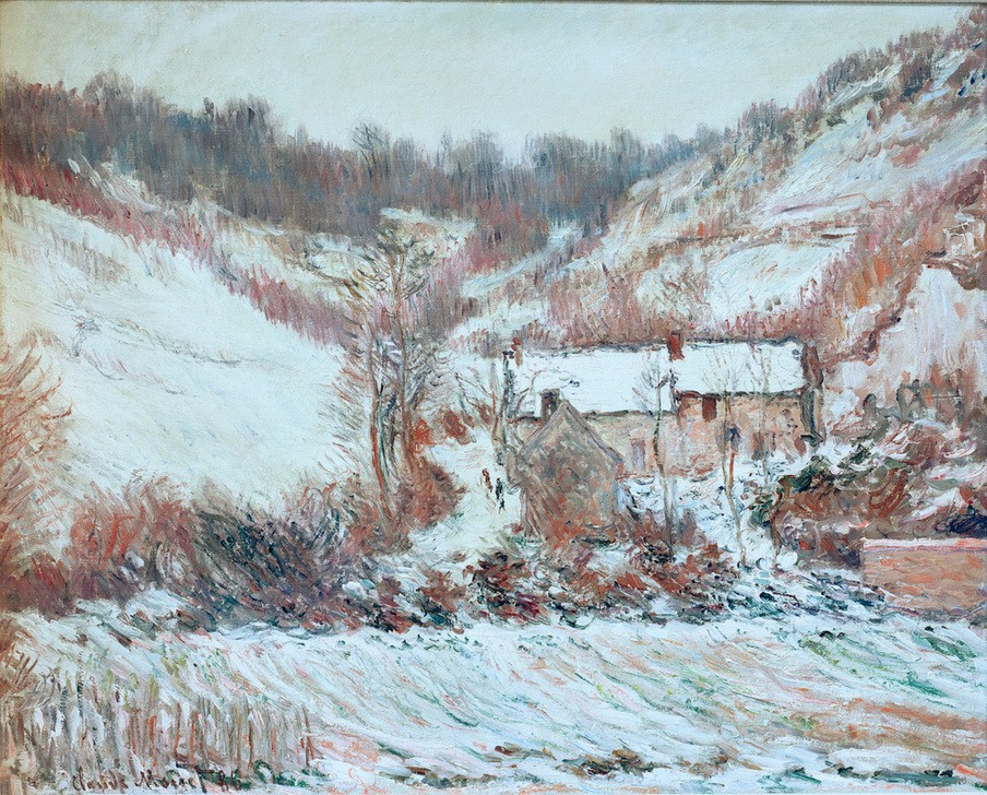 Claude Monet, Effet du neige à Falaise (Schneestimmung bei Falaise) (Landschaft,Winter,Impressionismus,Schnee,Französische Kunst)