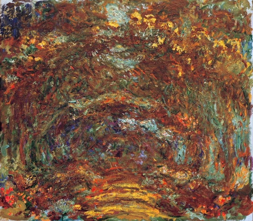 Claude Monet, L’Allée des Rosiers (Die Rosenallee) (Allee,Garten Und Park,Landschaft,Impressionismus,Französische Kunst)