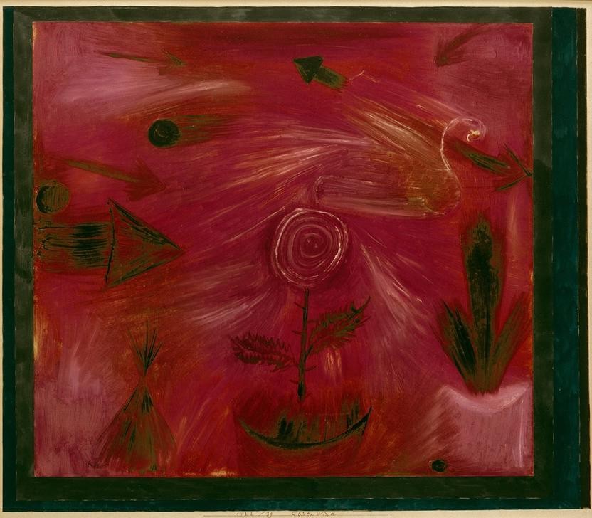 Paul Klee, Rosenwind (Bauhaus,Deutsche Kunst,Elemente,Landschaft,Meteorologie,Pfeil,Rose,Wind,Schweizerische Kunst,Abstraktion,Rot)