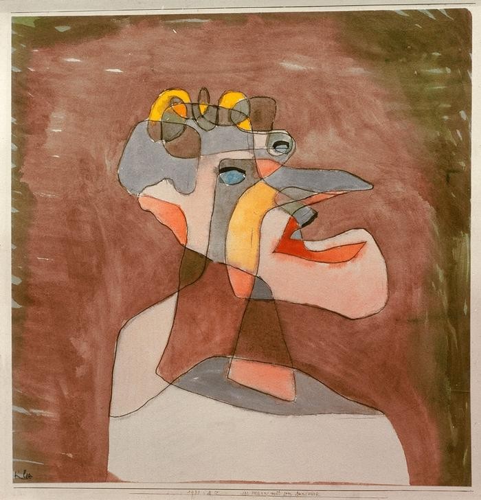 Paul Klee, Der Mann mit dem Mundwerk (Bauhaus,Deutsche Kunst,Geschichte,Karikatur,Mann,Nationalsozialismus,Antikriegskunst,Schweizerische Kunst,Mund,Hässlichkeit,Kopf,Offener Mund,Totalitarismus,Grossmaul,Macht)
