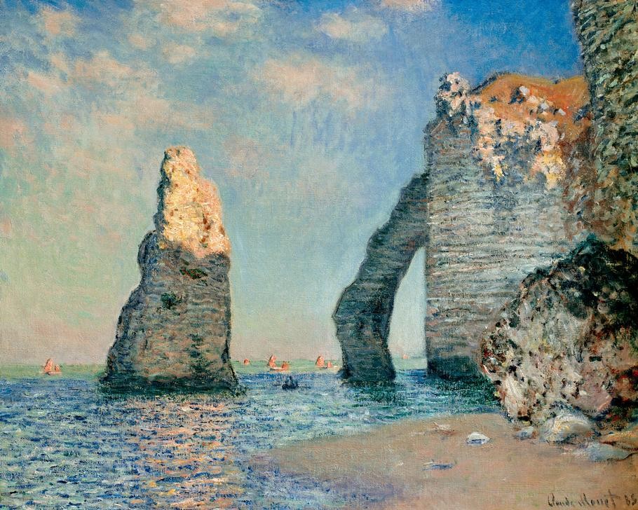 Claude Monet, L’Aiguille et la Falaise d’Aval (Die Nadel und die Falaise (Küste,Landschaft,Meer,Impressionismus,Felsen,Französische Kunst,Steilküste,Felsentor)