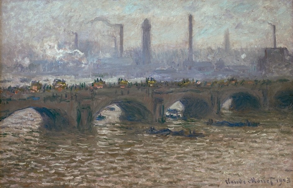 Claude Monet, Waterloo Bridge, Temps gris (Waterloo Bridge, Grauer Himmel (Brücke,Geographie,Impressionismus,Fluss,Französische Kunst,Topographie,Verkehrsbauten)
