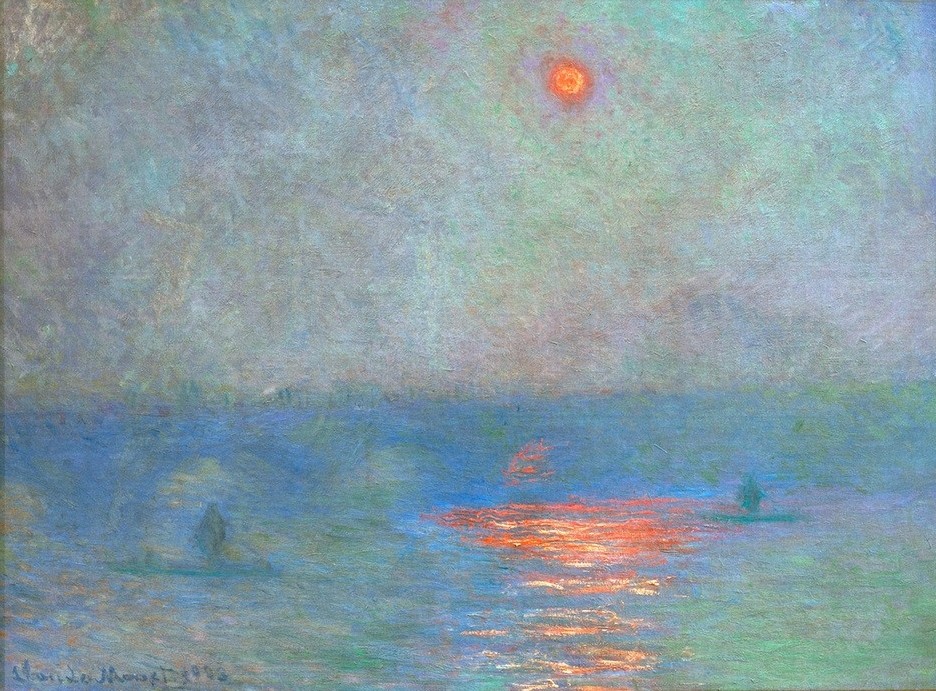 Claude Monet, Waterloo Bridge, Soleil dans le Brouillard (Sonne im Nebel) (Brücke,Geographie,Sonne,Impressionismus,Nebel,Französische Kunst,Topographie)