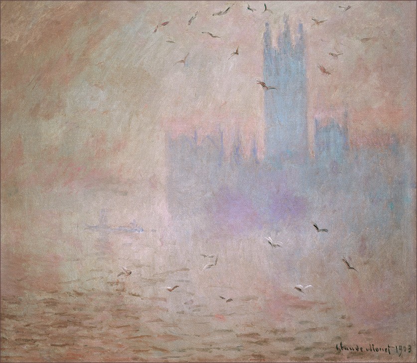 Claude Monet, Le Parlement, Les Mouettes (Das Parlament, die Möwen) (Geographie,Houses Of Parliament,Impressionismus,Möwe,Nebel,Französische Kunst,Topographie)