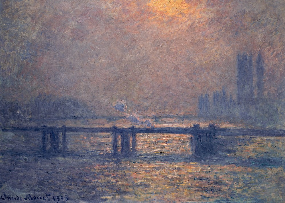 Claude Monet, Charing Cross Bridge (Brücke,Eisenbahnbrücke,Geographie,Impressionismus,Französische Kunst,Topographie)