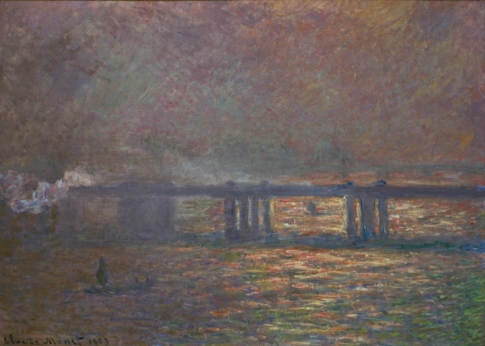 Claude Monet, Charing Cross Bridge (Brücke,Eisenbahnbrücke,Geographie,Impressionismus,Französische Kunst,Topographie)