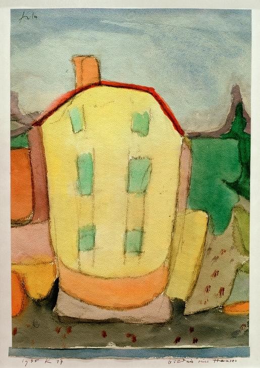 Paul Klee, Bildnis eines Hauses (Architektur,Haus,Wohnhaus (Allgemein),Expressionismus,Architekturdarstellung,Schweizerische Kunst,Abstraktion , Klassische Moderne, Wunschgröße, Wohnzimmer, Treppenhaus)