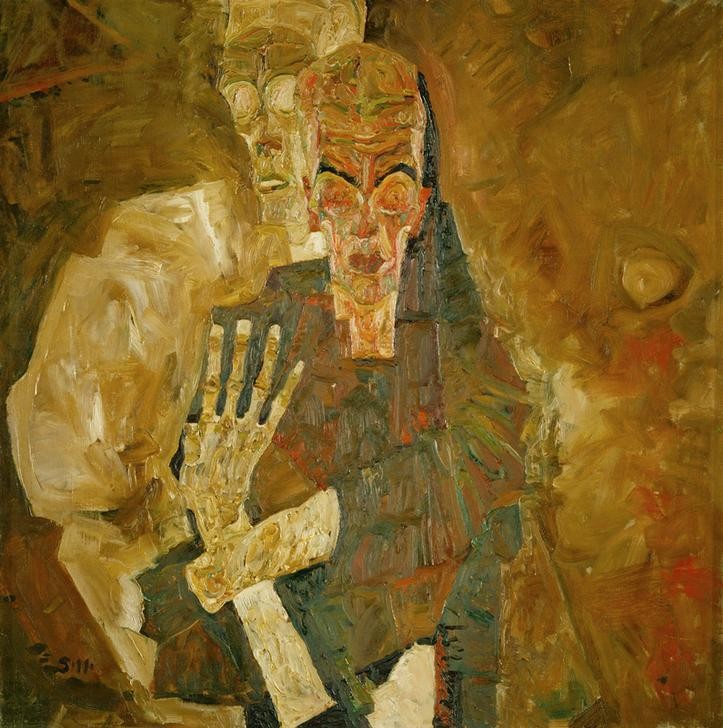 Egon Schiele, Tod und Mann (Künstlerleben,Künstler,Mensch,Tod,Selbstbildnis,Allegorie,Expressionismus,Alter Ego,Österreichische Kunst,Todesahnung,Todesangst,Lebensgefahr)