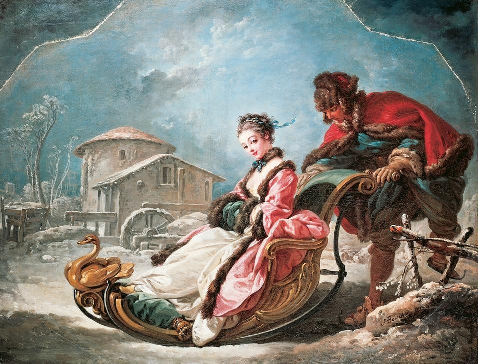 Francois Boucher, The four seasons: Winter (Winter,Schnee,Tag,Kälte,Horizontale)