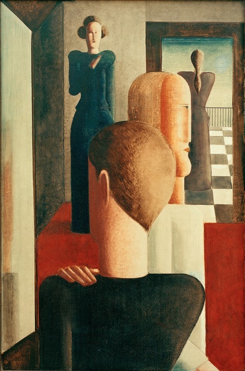 Oskar Schlemmer, Fünf Figuren in einem Raum (Römisches) (Bauhaus,Deutsche Kunst,Gruppenbild,Kunst,Interieur)