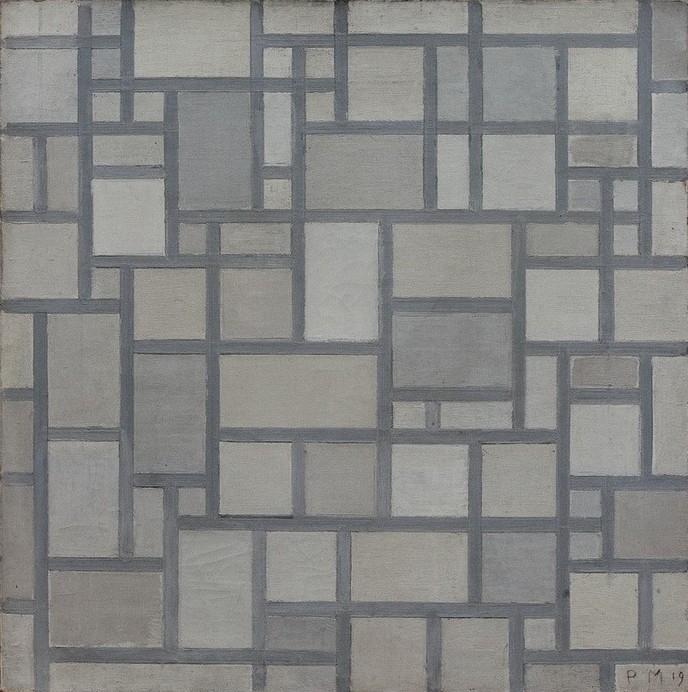 Piet Mondrian, Komposition mit Gitterwerk 7 (Geometrie,Abstrakte Kunst,Niederländische Kunst,Gitter,De Stijl,Rechteck)