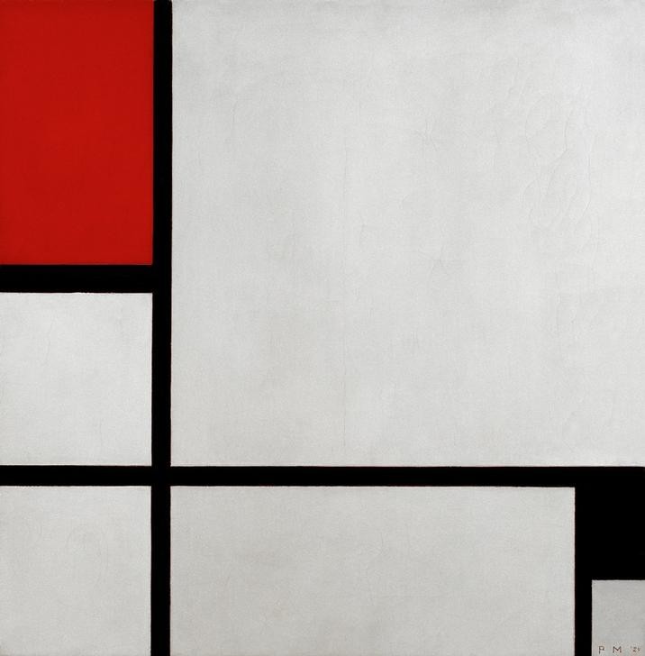 Piet Mondrian, Komposition mit Rot und Schwarz (Composition no. 1) (Geometrie,Abstrakte Kunst,Niederländische Kunst,Schwarz,De Stijl,Rot,Neo-Plastizismus)